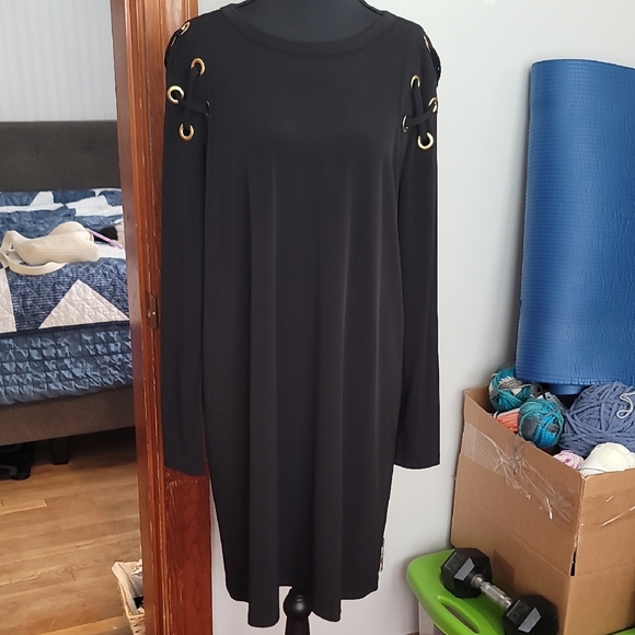 Michael Kors Black Dress with Gold Eyelets - Picture 1 of 9